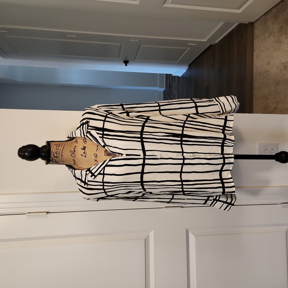 Worthington Monochrome Striped Blouse
